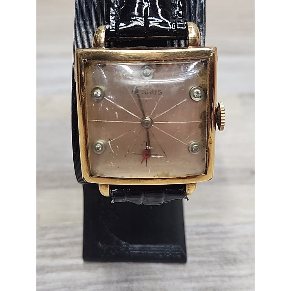 Vintage Benrus Mens 10K RGP Square Art Deco Wristwatch, Runs Great